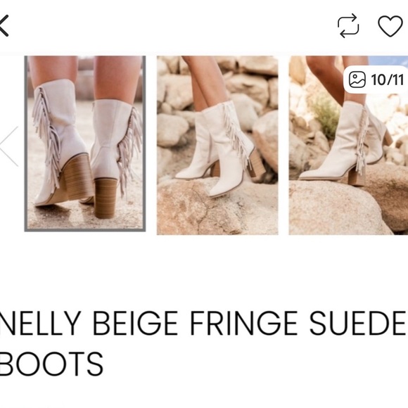 Soda Nelly Beige Fringe Suede Western cowgirl Block Heel Boots Women's Size 7.5 - Picture 9 of 10
